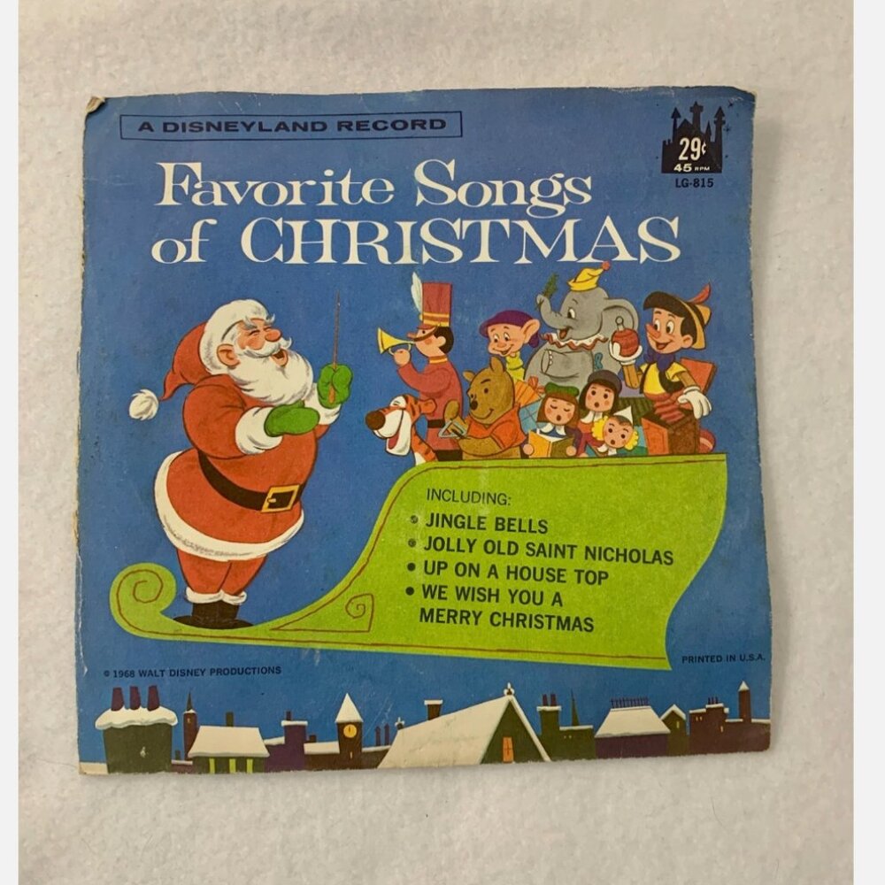 Vintage Santa Walt Disney Characters Christmas Record COVER ONLY 12" LP Holiday